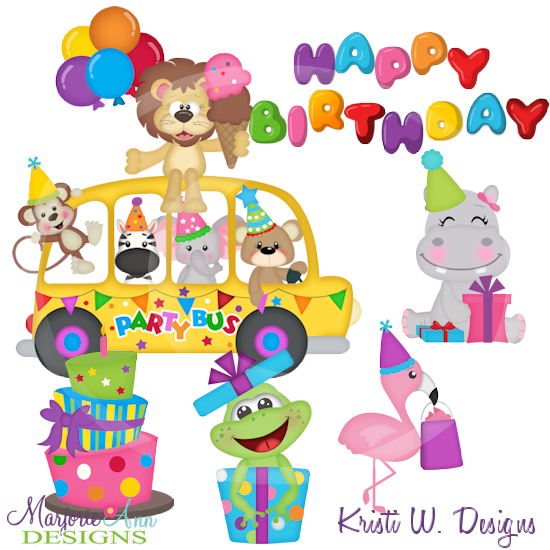 Animal Party Bus Exclusive SVG Cutting Files+Clipart - Click Image to Close
